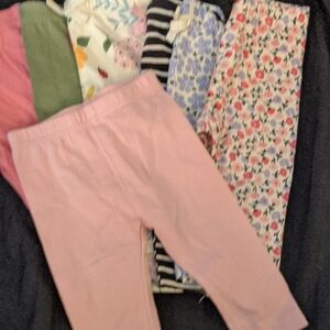 Kids Floral and Solid Leggings Set